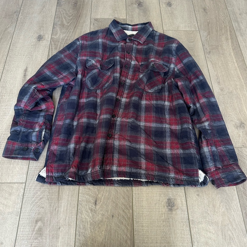 Freedom Foundry Plaid Button Up Shirt in Red and Blue Tones Size XL